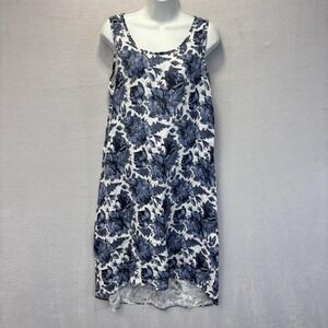 Pistache‎ Italy Linen Midi Sundress Womens XS Blue Floral Lightweight Coastal